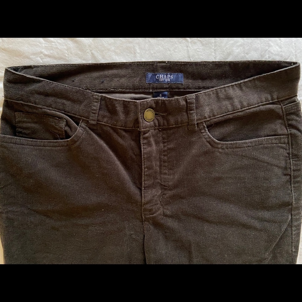 Chaps stretch bootcut corduroy pants charcoal